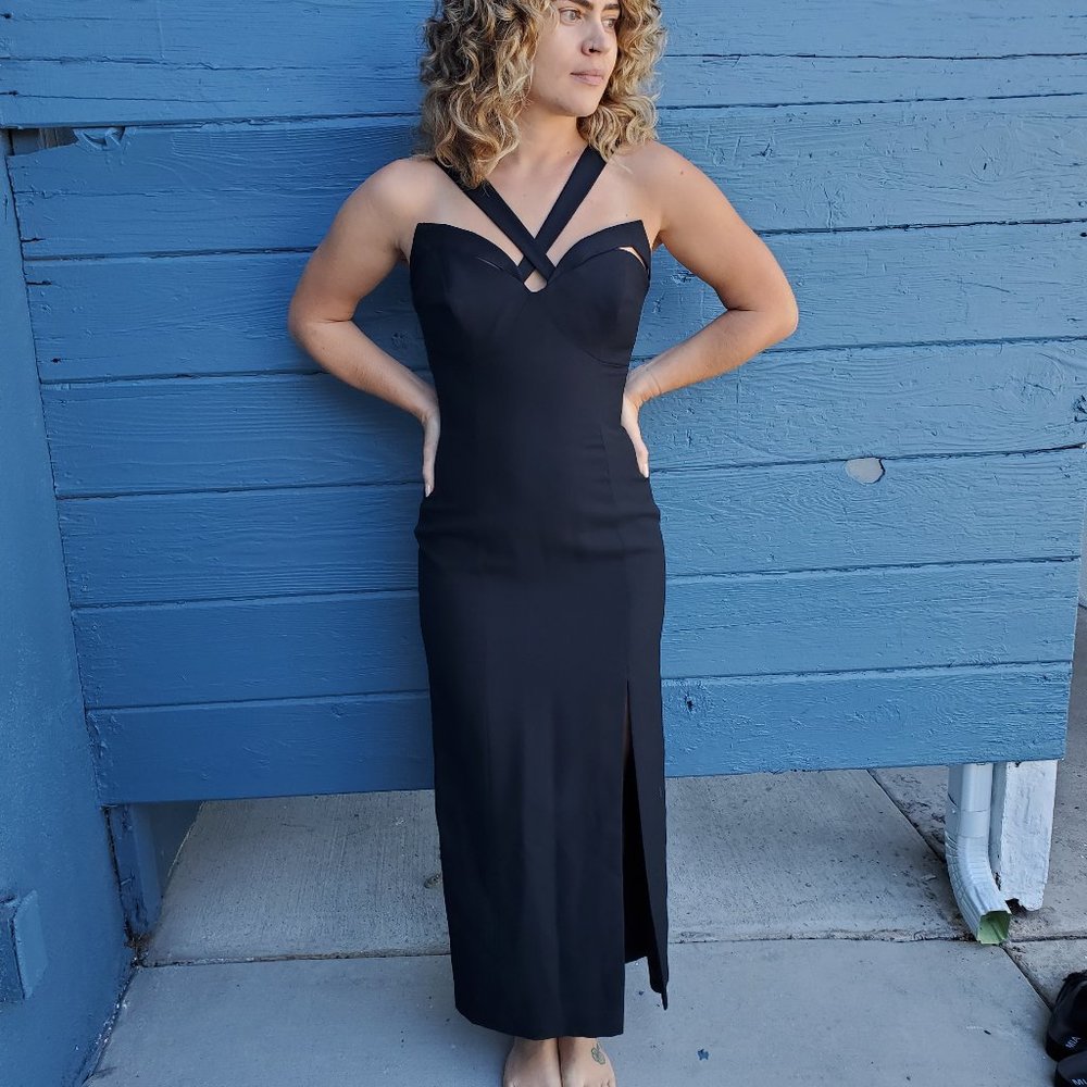 vintage 1990s black dress by Francais - Picture 3 of 9